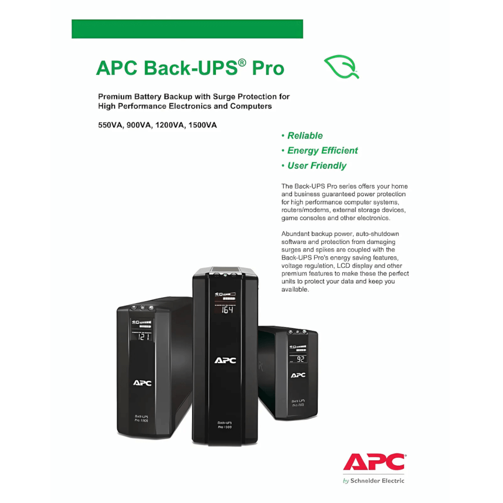 เครื่องสำรองไฟฟ้า APC 1500VA 865 วัตต์ รุ่น BR1500GI-3Y EASY UPS 3 ช่อง ป้องกัน ไฟตก ไฟเกิน